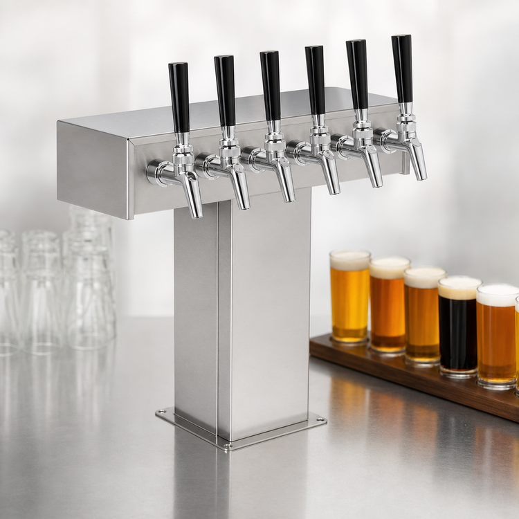 Product image #4 for 6-Faucet Tee Tower Beer Dispensing Kit, Stainless Steel