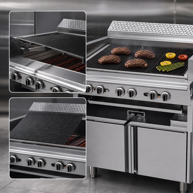 Product image #4 for Garland Cuisine Series Heavy Duty 36-Inch Gas Charbroiler Range with Open Cabinet Base and Cast Iron Radiants
