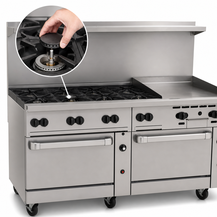 Product image #4 for Vulcan Endurance 72-Inch Commercial Gas Restaurant Range with 8 Open Burners, 24-Inch Thermostatic Griddle, and 2 Convection Ovens