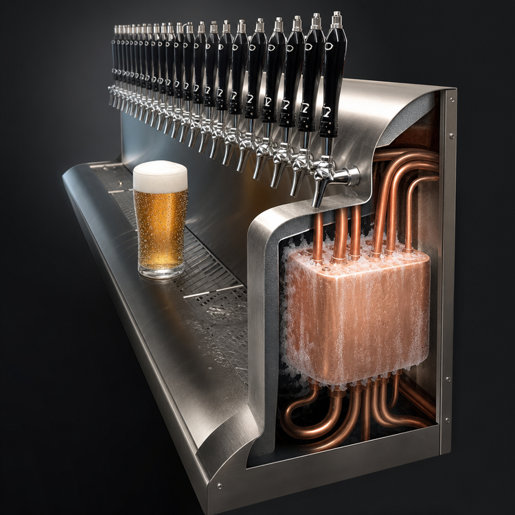 Product image #4 for Perlick 4076DN18 18-Faucet Modular Wall-Mount Glycol-Cooled Draft Beer Dispensing Tower