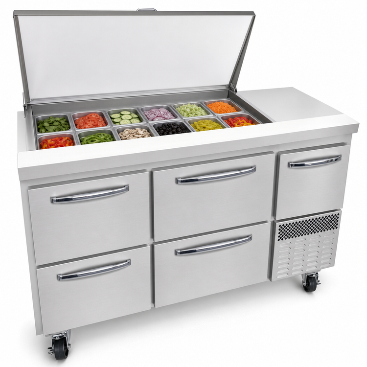 Product image #4 for Continental Refrigerator RA60N12M-D 60" Refrigerated Sandwich Prep Table with 12-Pan Capacity and Drawers