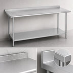 Thumbnail image #4 for Duke Manufacturing 316-30108-2R 108-Inch x 30-Inch Stainless Steel Work Table, 16-Gauge 300 Series Top, 1-1/8-Inch Riser, Galvanized Undershelf