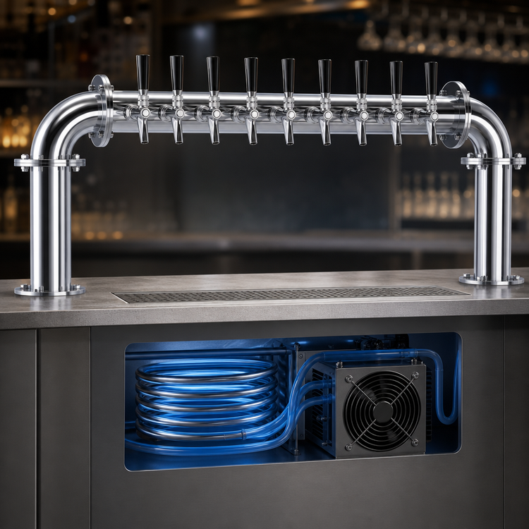 Product image #4 for Biergarten U-Style Countertop Glycol-Cooled Draft Beer Tower with 10 Faucets, 46-3/4 Inch Wide