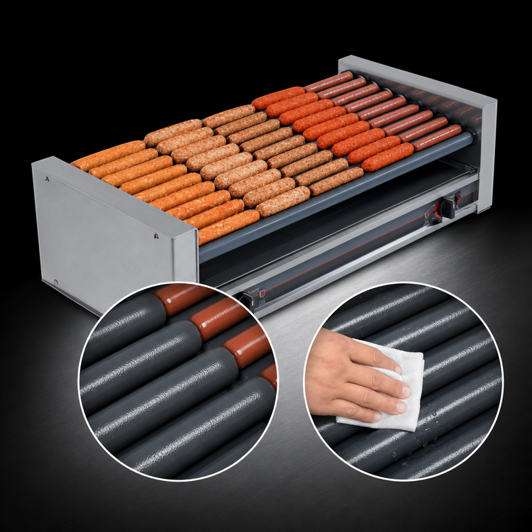 Product image #4 for Roll-A-Grill 36-Hot-Dog Slanted Countertop Roller Grill with GripsIt Rollers
