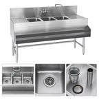 Thumbnail image #4 for Eagle Group Spec-Bar B4-3-L-19 Three-Compartment Underbar Sink, 48 x 19 x 37 Inches, 12-Inch Left Drainboard, 304 Stainless Steel