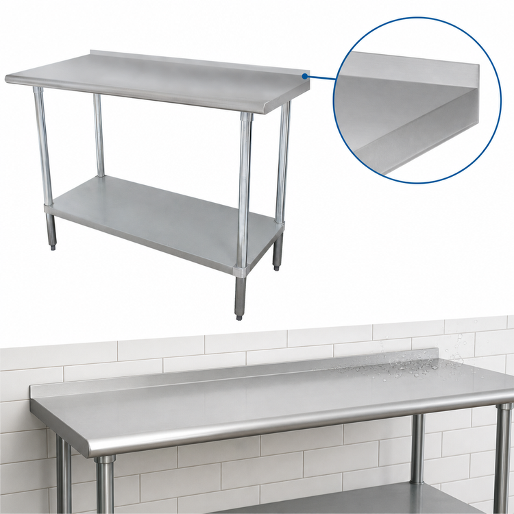 Product image #4 for Advance Tabco Stainless Steel Work Table with Adjustable Undershelf and 1-1/2-Inch Rear Up-Turn, 108 x 30 Inches