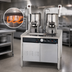 Thumbnail image #4 for Groen Electric Dual 20 Quart Hand-Tilt Kettle Cabinet Assembly with 36-Inch Stainless Steel Base