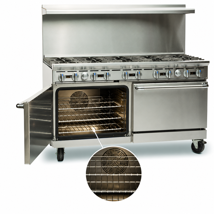 Product image #4 for Imperial Pro Series 60-Inch Gas Restaurant Range with 10 Open Burners, Convection Oven, and Open Cabinet Base
