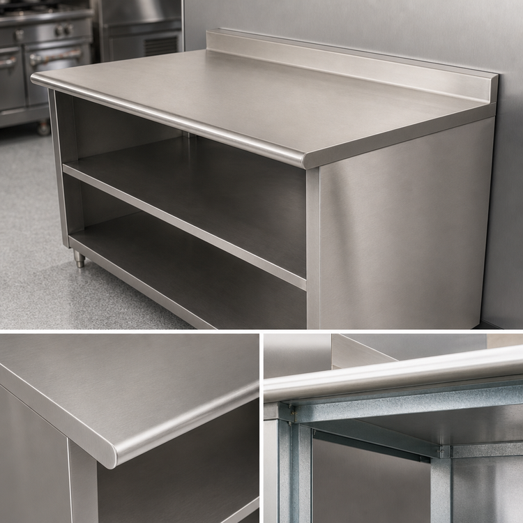 Product image #4 for Advance Tabco Special Value Economy Stainless Steel Open Base Work Table with 5-Inch Backsplash and Mid-Shelf, 60 x 30 Inches