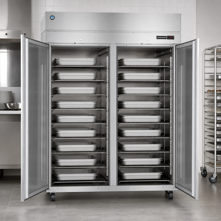 Product image #4 for Hoshizaki Steelheart Two-Section Upright Reach-In Heated Holding Cabinet with Half Stainless Steel Doors