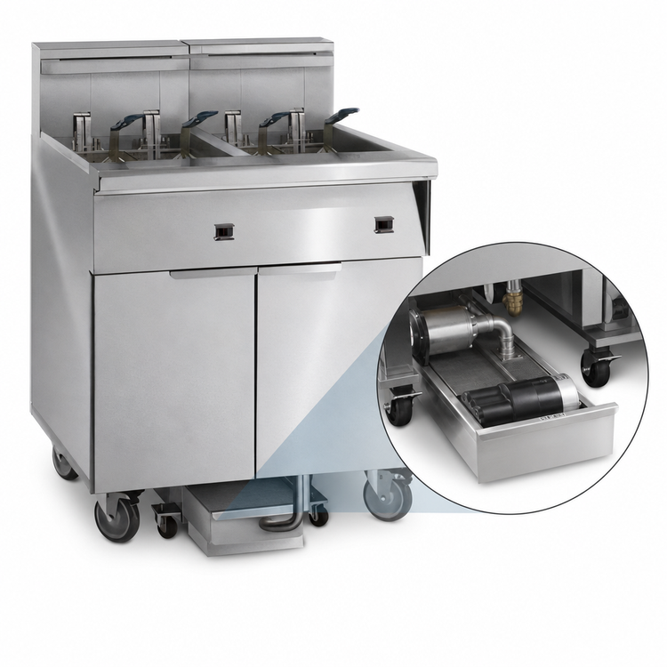Product image #4 for Imperial Electric Floor Model Fryer with Built-In Space Saver Filter System, 3 x 50 lb. Tanks