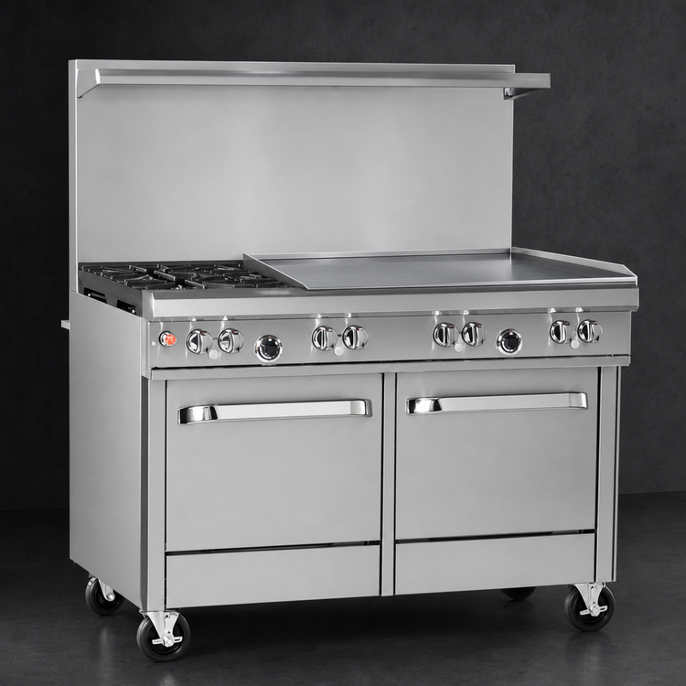 Product image #4 for Southbend Ultimate 48-Inch Gas Restaurant Range with 2 Non-Clog Burners, 36-Inch Griddle, Standard Oven, and Cabinet Base