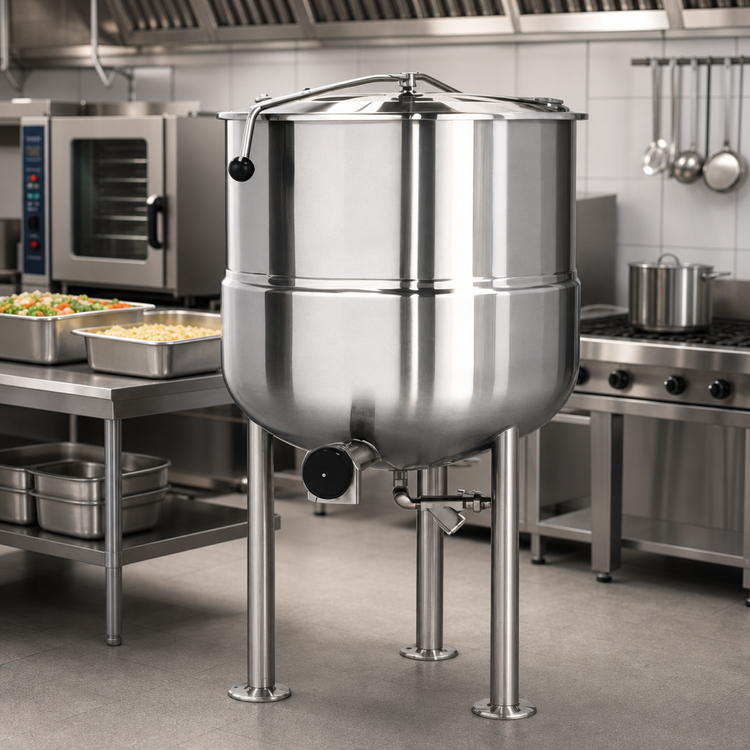 Product image #4 for Cleveland Range 200-Gallon Direct Steam Kettle with 2/3 Steam Jacket and Tri-Leg Base