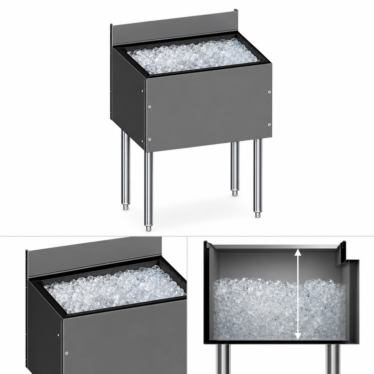 Product image #4 for CHOICE Extra Deep Stainless Steel Underbar Ice Bin with Built-In 10-Circuit Cold Plate, 36 x 19 Inches