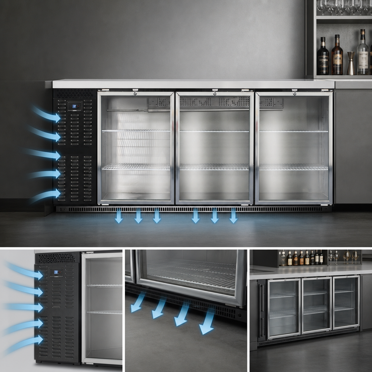 Product image #4 for Continental Refrigerator BB79SNGD 79" Shallow Depth Three Glass Door Back Bar Cooler