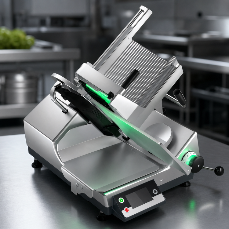 Product image #4 for Bizerba GSP HD I W-90 Heavy Duty Illuminated Safety 13-Inch Semi-Automatic Gravity Feed Slicer with Integrated Portion Scale