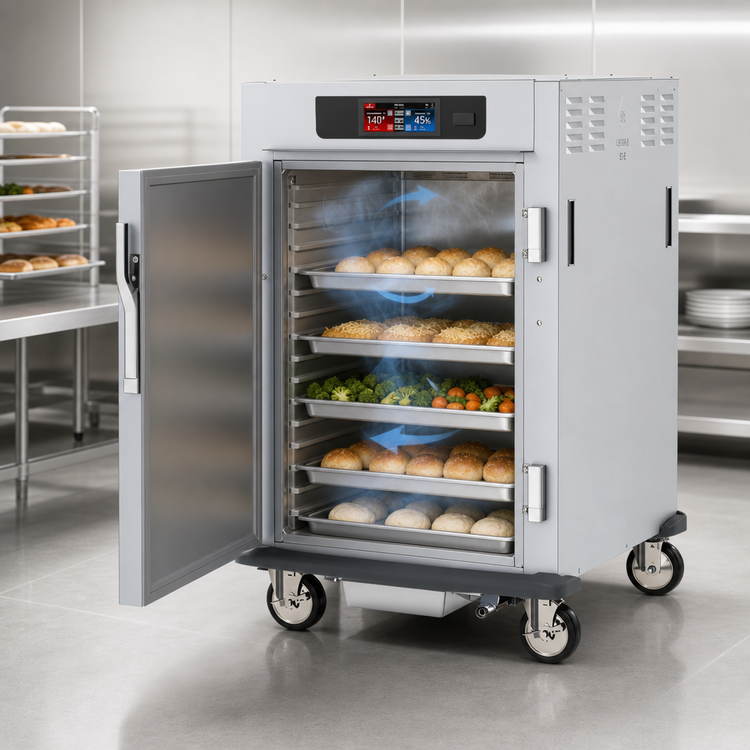 Product image #4 for Metro C5 9 Series Mobile Half-Height Pass-Thru Controlled Humidity Heated Holding and Proofing Cabinet with Solid and Glass Doors