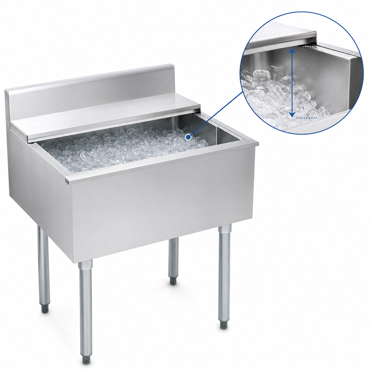 Product image #4 for Eagle Group 2200 Series Underbar Ice Bin/Cocktail Unit with Sliding Cover, 18 Inch x 24 Inch, 44 lb Capacity
