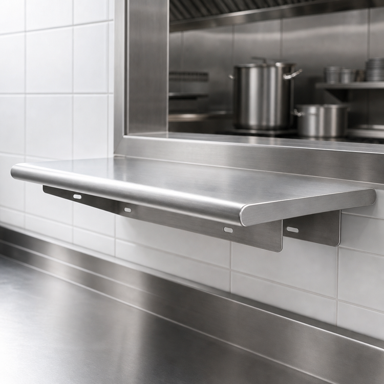 Product image #4 for Advance Tabco 84 Inch x 18 Inch Pass-Thru Shelf with Bull Nose Front and Rear, Stainless Steel
