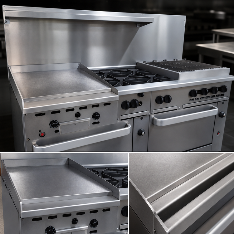 Product image #4 for Vulcan Endurance 72" Gas Restaurant Range with 4 Open Burners, 24" Griddle, 24" Charbroiler, and 2 Convection Ovens