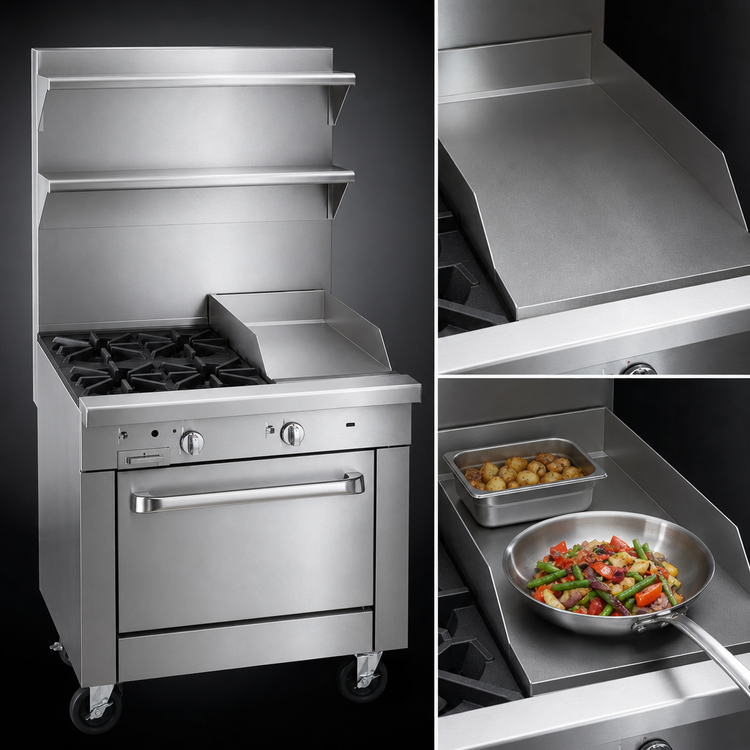Product image #4 for Southbend Platinum 36-Inch Heavy Duty Gas Range with 4 Open Burners, 12-Inch Hot Top and Cabinet Base