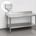 Thumbnail image #4 for Eagle Group Spec-Master T30144EM-BS Stainless Steel Marine Work Table, 144"W x 30"D, 4-1/2"H Backsplash, Adjustable Galvanized Undershelf