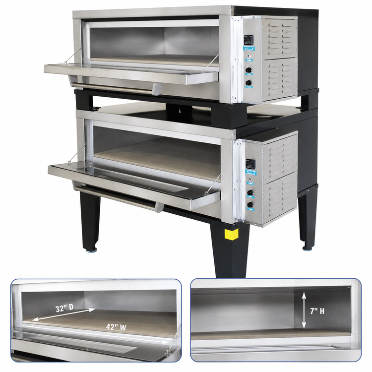 Product image #4 for Peerless Double-Stacked Electric Deck Oven with 2 Decks and 42" x 32" Steel Deck Interior