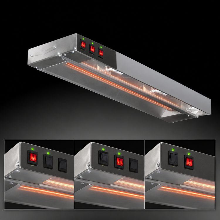 Product image #4 for Eagle RedHots 24-Inch Lighted Single Rod Strip Heat Lamp with Remote, 240V, 470W