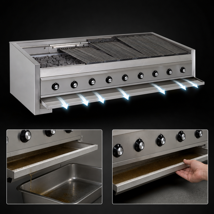 Product image #4 for Bakers Pride Dante Series 72-Inch Low-Profile Countertop Gas Radiant Charbroiler with Round Rod Top Grate