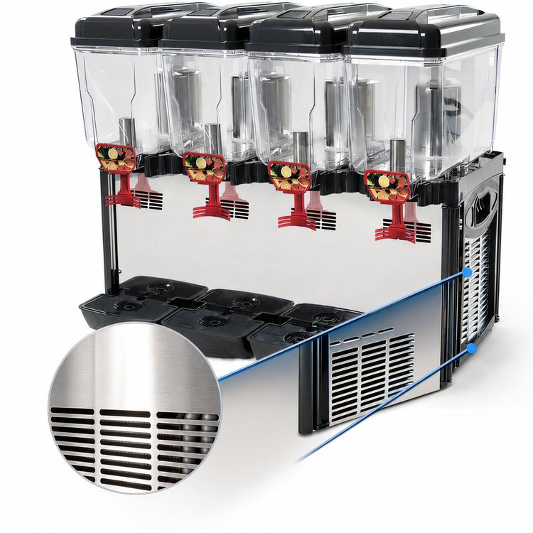 Product image #4 for Cofrimell CD4J110 4-Bowl Juice Dispenser with 3-Gallon Removable Polycarbonate Bowls, 110V