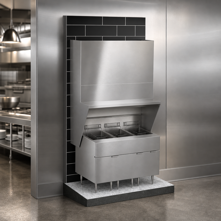 Product image #5 for Avtec SimpleSpec Type I Wall-Mount Exhaust-Only Fryer Hood for 3 20-Inch Fryers, 66W x 31D x 42H