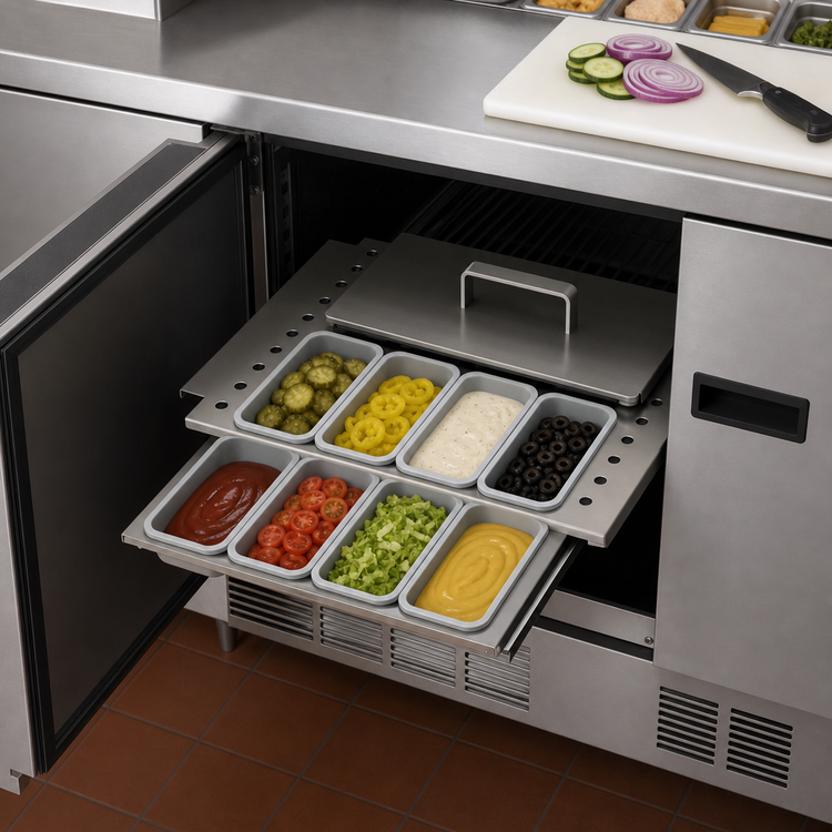 Product image #4 for Glastender Partial Condiment Drawer Insert for 18-Inch Door Opening, 8-Cup Capacity