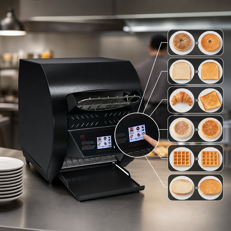 Product image #4 for Hatco Toast-Qwik Countertop Horizontal Conveyor Toaster, Touchscreen, 240V, Designer Black