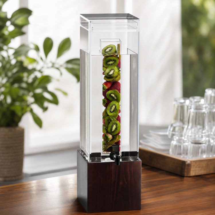 Product image #4 for Cal-Mil Westport 3 Gallon Acrylic Beverage Dispenser with Dark Wood Base