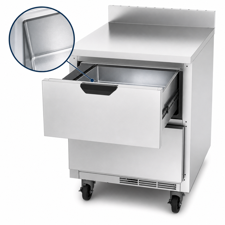 Product image #4 for Beverage-Air 27-Inch One-Section Worktop Refrigerator with 2 Drawers, 6.13 Cu. Ft.