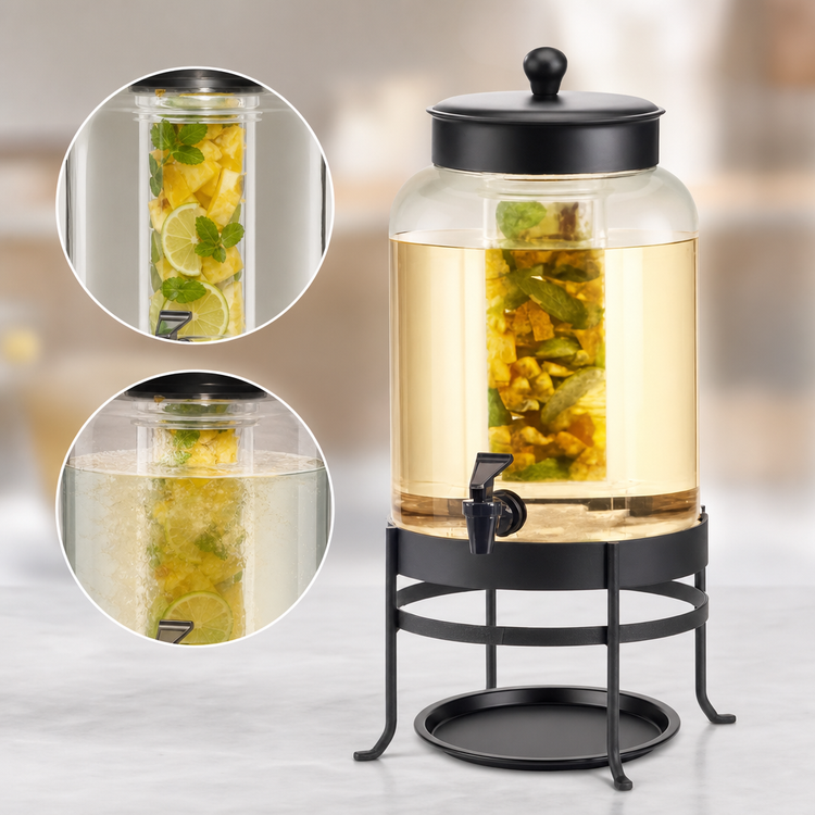 Product image #4 for Cal-Mil Soho 2 Gallon Glass Beverage Dispenser with Infusion Chamber, Spigot, and Drip Tray