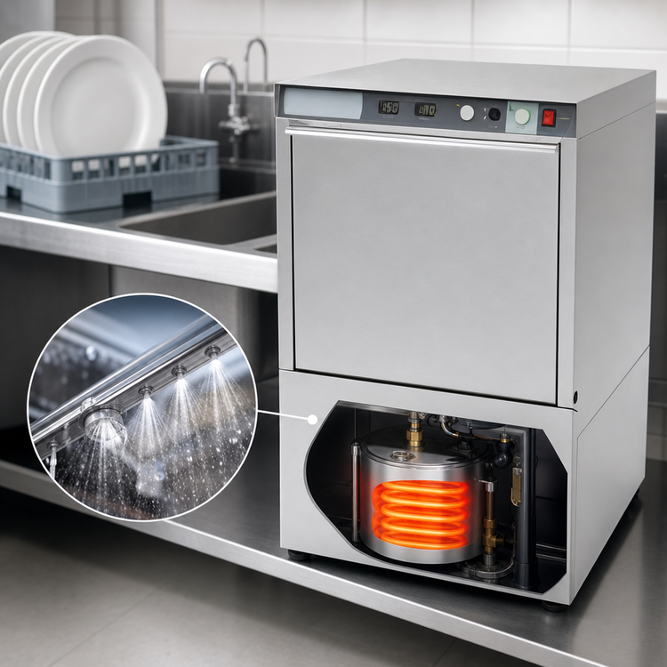 Product image #4 for Champion UH230B Undercounter High-Temperature Dishwasher with Built-In Booster, 20" x 20" Racks