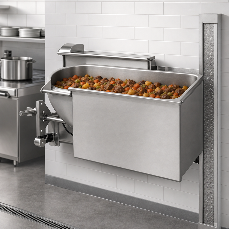 Product image #4 for Legion TWSWC-25 25-Gallon Direct Steam Tilting Wall-Mount Kettle with 304 Stainless Steel Liner