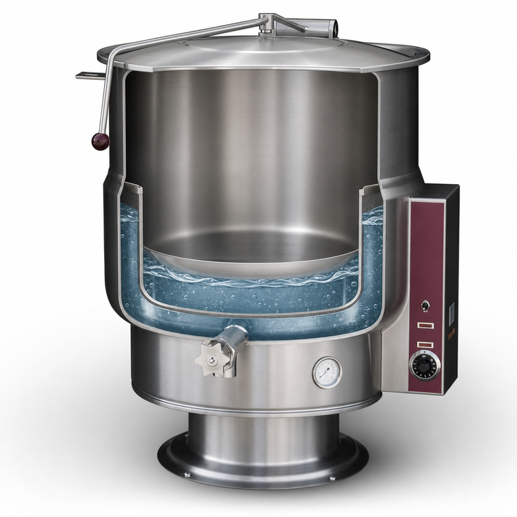 Product image #4 for Crown EP-60 60 Gallon Electric Pedestal Steam Kettle with 2/3 Jacket