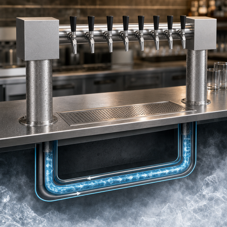 Product image #4 for Krowne Hammer Head 8-Faucet Glycol-Cooled Beer Tower, 40-Inch Countertop Mount, Brushed Stainless Steel