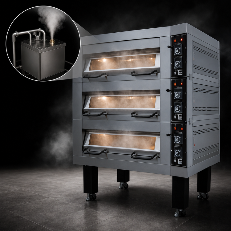 Product image #4 for BakeMax 3-Deck Electric Artisan Stone Deck Oven with Steam Injection for 18 x 26 Inch Pans