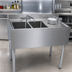 Thumbnail image #4 for BK Resources Slim-Line 36 Inch Two-Compartment Underbar Sink with Right Drainboard, Faucet, and Drain Kit