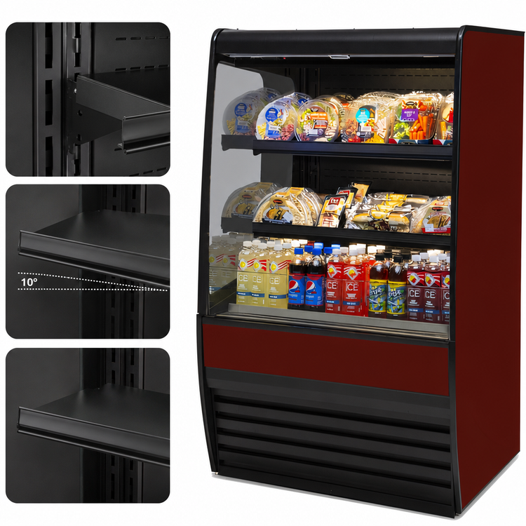 Product image #4 for Federal Industries Vision Series High-Profile Self-Serve Open-Air Refrigerated Merchandiser, 36-Inch Wide x 60-Inch High, Curved Ends