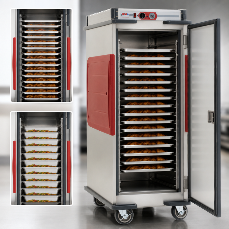 Product image #4 for Metro C5 Transport Armour T-Series Full-Height Mobile Heated Holding Cabinet, Solid Door, 16 Sheet Pan / 32 Hotel Pan Capacity