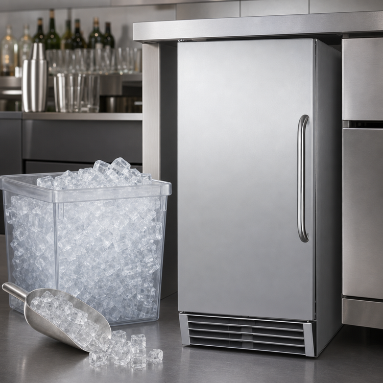 Product image #5 for Summit Commercial Full-Size Dice Undercounter Ice Maker with 25 lb Bin, Built-In Pump, and Stainless Steel Finish