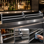 Thumbnail image #4 for Glastender, Inc. DSR-65 Double Stainless Steel Speed Rail, 65 Inch, Open Step-and-Rail Design
