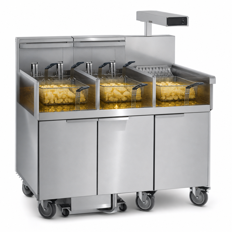 Product image #4 for Imperial 3-Battery Electric Floor Fryer, 50 Lb. Per Tank, Built-In Filter System and Dump Station