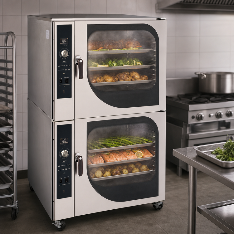 Product image #4 for Blodgett Combi CNVX-14E/BCX-14E Stacked Electric Convection Oven and Boiler-Based Combi Oven, 2 Decks