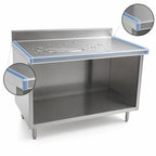 Thumbnail image #4 for Eagle Group Spec-Master OB30120SEM-BS 14-Gauge Stainless Steel Work Table with Open Front Cabinet Base, Marine Edge, 120 x 30 x 39 in.
