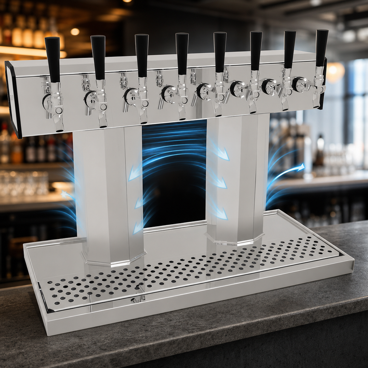 Product image #4 for Glastender BT-8-MF Countertop Air-Cooled Tee Draft Dispensing Tower, 8 Faucets